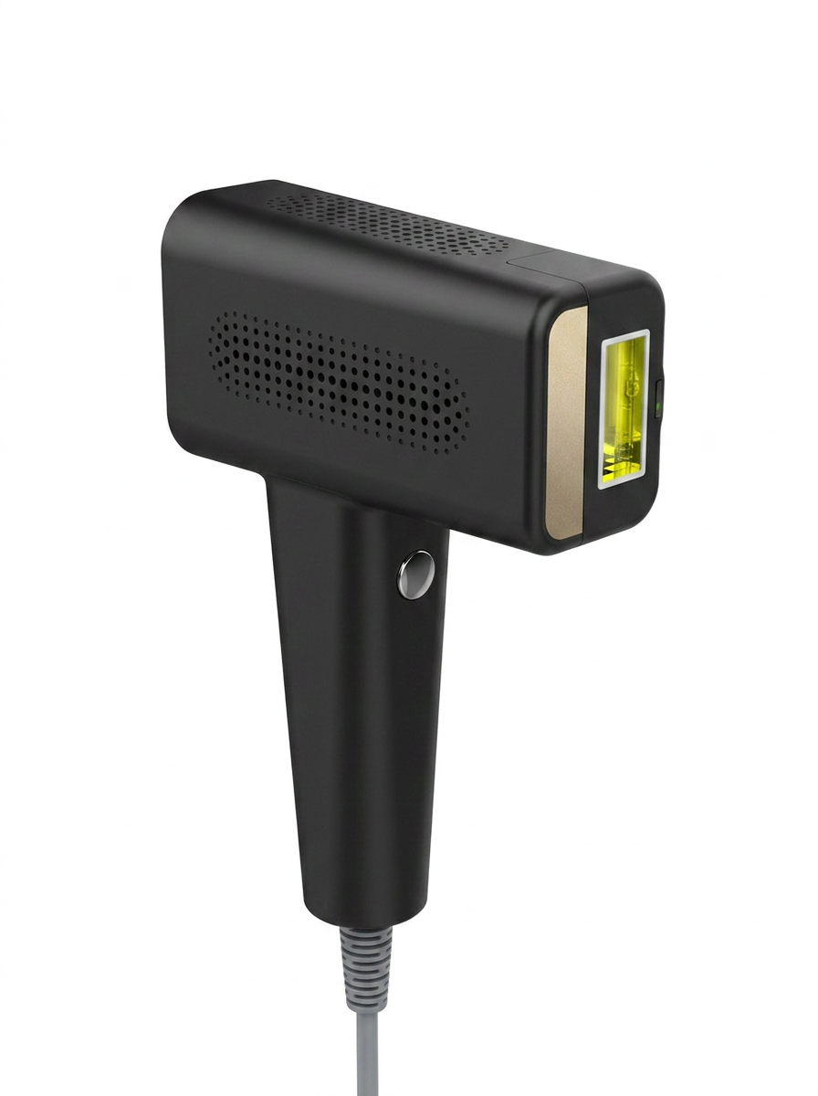 SmoSilk IPL device, matte black, front-left angle