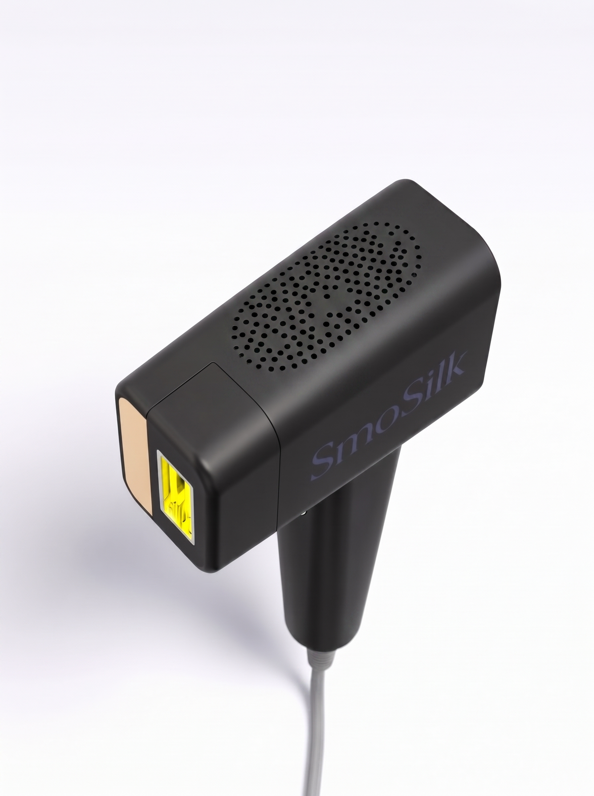 SmoSilk IPL device in matte black, three-quarter view