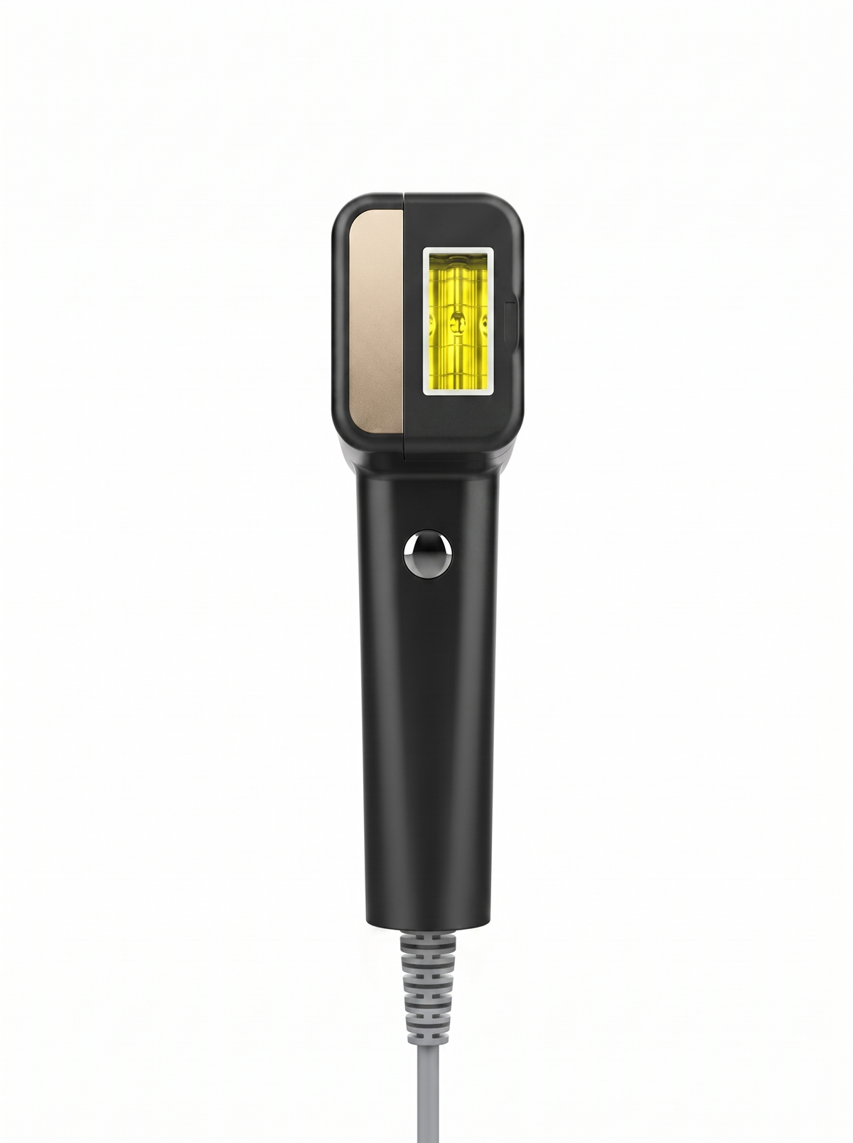 SmoSilk IPL device, matte black, front view showing cooling window